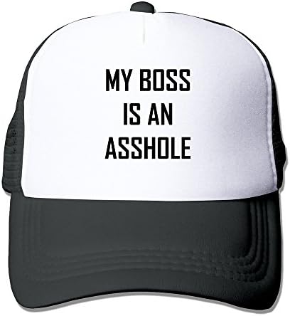 ELIUMS My Boss Is An Asshole Mesh Trucker Baseball Cap Hat Black Apparel