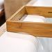 WELLAND Bathtub Caddy Bamboo Bath Tray with Adjustable Extending Sides, Bath and Bed Tray, Cellphone Tray, Book Reading Rack, Cup, Wine Glass Holder and Tablet Holder (Natural Bamboo Color)