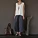 Aeneontrue Women's 100% Linen Capri Pants Casual Patchwork Cropped Trousers with Elastic Waist Gray L
