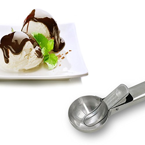 image for Solid Stainless Steel Ice Cream Scoop, SourceTon 2 Packs of Stainless 