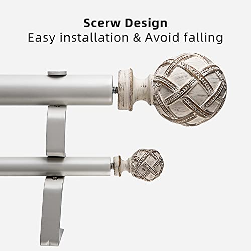 Ycolnaefllr 1 Inch Diameter Double Curtain Rod Set for Windows Double