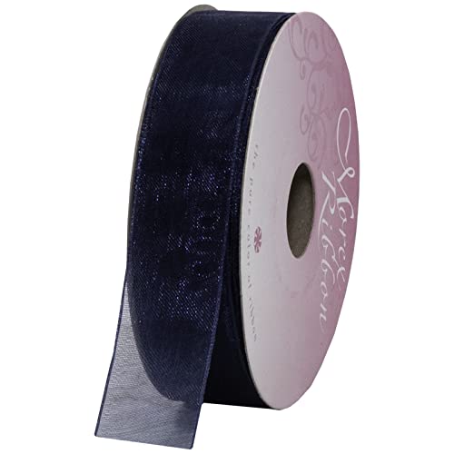 Morex Ribbon Organdy Ribbon, 7/8 inch by 25 Yards, Navy Blue, 91805/25-624