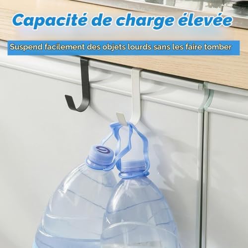 5 Crochets de Porte, Crochets Pour Armoires Et Placards, Crochets de Porte en Acier Inoxydable à Suspendre, Pour Salle Séjour, Salle Bain, Cuisine, Serviettes, Vêtements, Chapeaux, Manteaux(Noir)