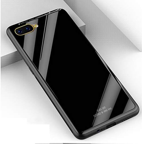 Annure Luxurious Toughened Glass Back Case with TPU Bumper Back Case Cover for Oppo K1 (Black)