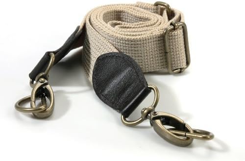 byhands Beige Webbing Cross Bag Strap with 100% Genuine Leather Tab (44-1421)