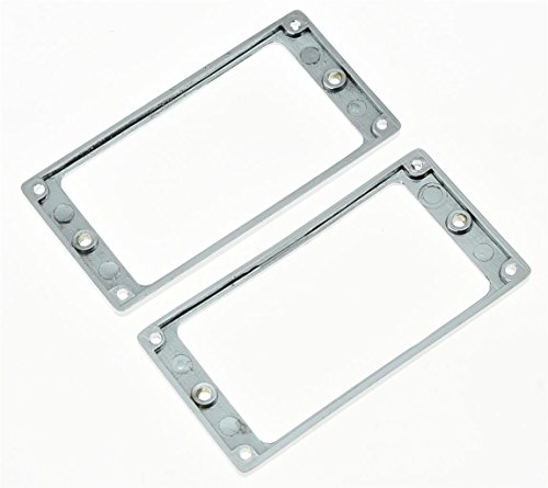 KAISH 2pcs Metal Chrome Humbucker Pickup Mounting Ring Flat Base Pickup Frame