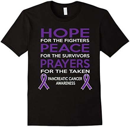 Mens Hope Peace Prayers Pancreatic Cancer Awareness T-shirt 3XL Black
