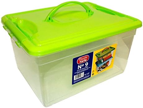 Plastic Forte - Caja de ordenación 12 litros con Tapa Verde: Amazon.es: Hogar