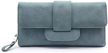 Women Large Capacity Zipper Long Clutch Wallet Leather Lady Elegant Purse Card Holder Case(Blue)-Westyco