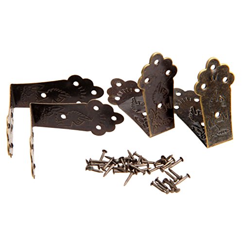 Dophee 12Pcs Antique Embossing Decorative Chest Case Box Corner Protectors Guard Edge Cover