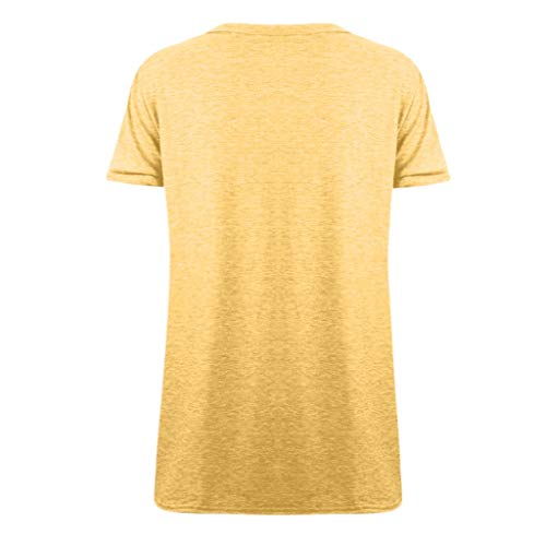 Toimothcn Women Solid Long Sleeve T-Shirt Casual Loose Knot Blouse Tops Plus Size(Yellow2,XXL) - Thumbnail 6