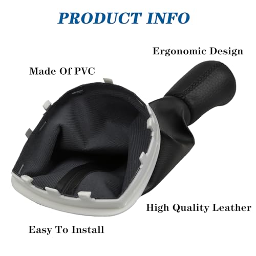 Unicavu Gear Knob for Clio 3 (2005-09) Twingo 2 Megane 2/3 Kangoo 2 Scenic Laguna 2 Espace 4 Modus Campus, 5 Speeds Manual Gear Shift Boot 8200379961 8200393246