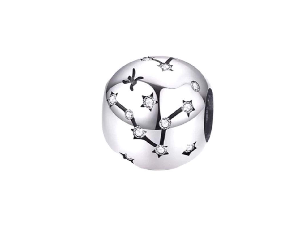 FeatherWish Pisces Zodiac Star Sign Horoscope Charm 925 Sterling Silver Constellation Birthday Birth Month Bead Fits And Compatible With Pandora Bracelets Gift For Daughter Sister Mum (Pisces)