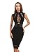 Whoinshop Women's Rayon Lace Up Open Front High Neck Clubwear Midi Party Bandage Dress