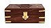 Hand Carved Wooden Jewelry Holder Box Organizer Multipurpose with Floral Carvings & Brass Inlay by Store Indya