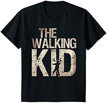 Kids Walking Kid Shirt Zombie Child Lad Boy or Daughter Tee 6 Black