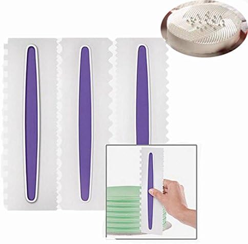 Zomup 3Pcs Cake Edge Side Scraper Plastic Cutter Cake Decorating Butter Cream Smoother Tools Home Kitchen DIY (White)