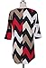 DREAGAL Woman Wavy Pattern O-Neck 3/4 Batwing Sleeve T Shirts Wine Red Large