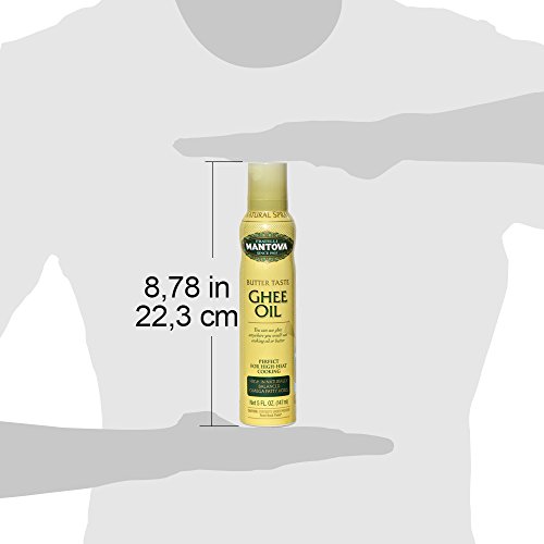 MANTOVA GHEE BUTTER SPRAY WITH OLIVE OIL AND AVOCADO OIL – HIGH IN NATURALLY BALANCED OMEGA FATTY ACIDS, PERFECT FOR HIGH-HEAT COOKING, BAKING, AND GRILLING, 5 FL OZ NON-AEROSOL SPRAY BOTTLE