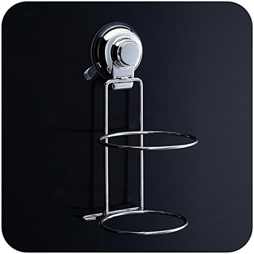 FUNJIA Super Vacuum Suction Cup Hair Dryer Holder Organizer for Bathroom Lavatory Cabinet, Hair dryer rack Roll Hanger Wall Mount Shelves- Contemporary Style - Chrome