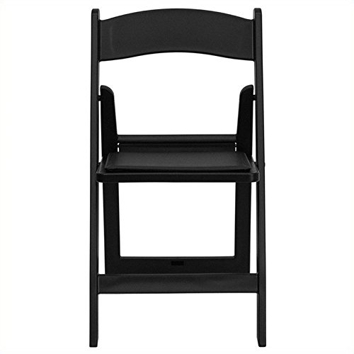 Flash Furniture HERCULES Series 1000 lb. Capacity Black Resin Folding Chair with Black Vinyl Padded Seat