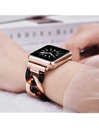 V MORO Compatible iWatch correas 1.654 in 1.732 in Series 4   Moda iWatch Resina pulseras correas metal acero inoxidable negro hebilla para iWatch serie 3 serie 1 serie 2