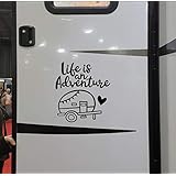 CELYCASYLife is an Adventure Camper Door Decal, Retro rv Sticker - Vinyl Camp Stencil - Camping Decal - RV Sticker, Camp Bucket, Campsite Decor