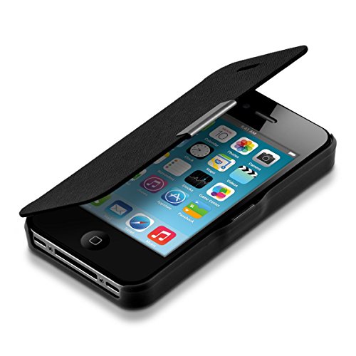 kwmobile Practical and chic FLIP COVER case for Apple iPhone 4 / 4S in black