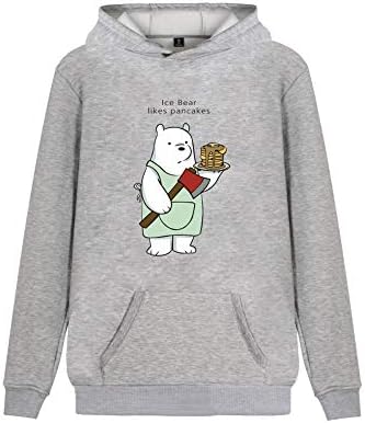 We Bare Bears Casual Suitable for Men and Women Crew Neck Short Sleeve Printed Hooded Sweatshirt