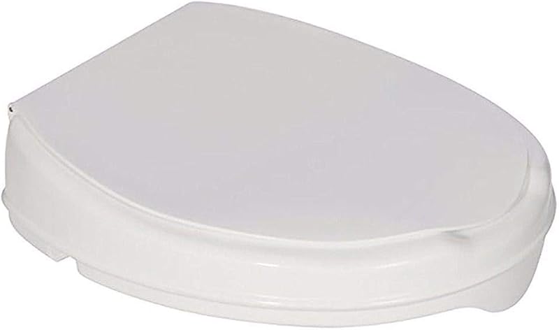 Homecraft Savanah Raised Toilet Seat 2 Inch White Elongated Lid Brackets