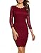 ACEVOG Women Ladies Package Hip Knee Length Floral Lace Pencil Party Dress (X-Large, Wine Red)