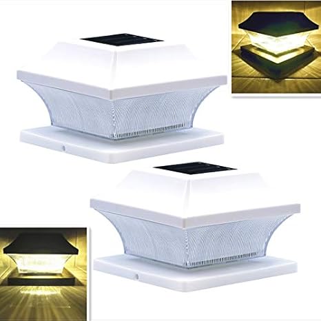 Solar Post Cap Lights Outdoor White Lantern For 4x4 5x5 Wood Or Pvc