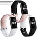 Wepro Bands Replacement Compatible Fitbit Charge 3 for Women Men Large, 3 Pack Sports Watch Band Strap Waterproof Wristband for Fitbit Charge 3 & Charge 3 SE Fitness Tracker, Black, Pink Sand, White