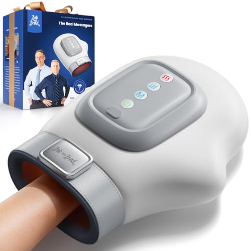 BOB AND BRAD Hand Massager with Compression and Heat, Cordless Electric Finger and Palm Massager 5 Intensity, Long Battery Life, Gift for Men and Women