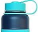 Thermo Tank Insulated Stainless Steel Water Bottle - Ice Cold 36 Hours! Vacuum + Copper Technology - SS Inner Lid, Silicone Grip - 40 Ounce (Navy + Mint, 40oz)