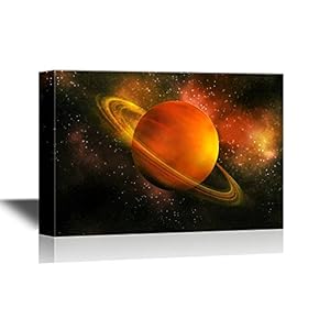Astronomy Canvas Wall Art - The Planet Saturn in Space - Gallery Wrap Modern Home Art | Ready to Hang - 12x18 inches