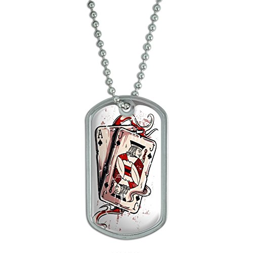 Ace Jack of Spades - Deck Cards Poker Gambling Military Dog Tag Keychain