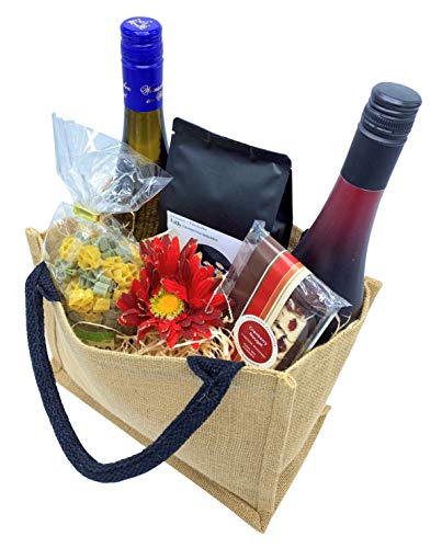 Präsentkorb Leckereien gefüllt in einer Geschenktasche aus Jute