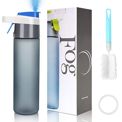 Xpoliman Large Spray Sports Water Bottle 20 Oz, Drinking and Spraying Misting Bottle for Humidification and Cooling with Atomizing Device Squeeze Bottle - BPA Free Fitness Sports Water Bottle-Blue