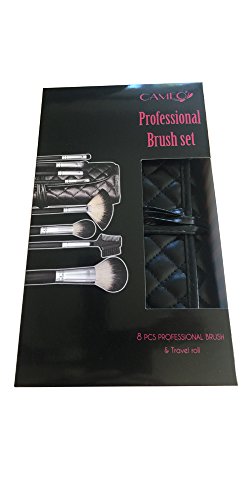 8pc Professional Makeup Brush Set - Cameo Cosmetics Makeup Brushes and Tools Set Made with Goat and Nylon Hair, Including a Black Travel Roll, Perfect As a Brushes and Applicators Gift Set