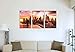 Canvas Painting Wall Art Decor New York City Skyline Sunset Framed Ready to Hang - 3 Panels Printed Artwork 60 inch Wide Skyscrapers River Bridge Road Painting For Home Living Room Decoration