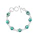 Natural 7mm Round Shape Turquoise Link Bracelet 925 Silver Overlay Handmade Jewelry for Women Girls