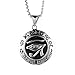 JAJAFOOK Men's 35mm Silver Stainless Steel Egypt Eye of Horus Symbol of Protection Round Pendant Necklace,Charm Pendant