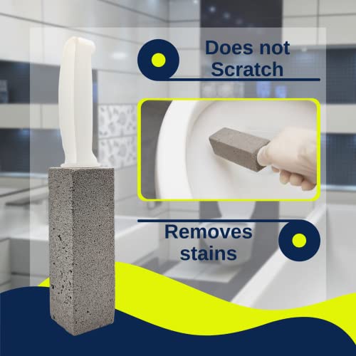 PUMIE Toilet Bowl Ring Remover, 1-Pack Pumice Stone Tough Stain Cleaner, Pumice Stone with Handle, Scouring Stick for Cleaning Toilet Rings, Bowls, Hard Water Stains & Sink, Safe for Porcelain - TBR6