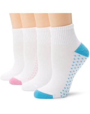 Women's Plus-Size Fit Comfort Collection Extend Size Ankle Sock, Assorted Pink, 10-12 (Shoe Size 8-12) (Pack of 4)