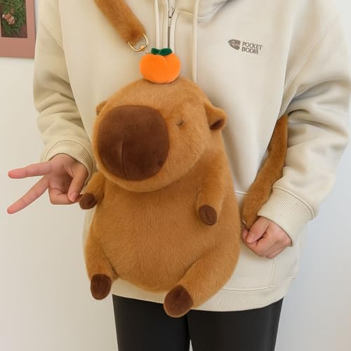 Mochila de Pelúcia Capivara Super Fofa e Macia Ideal Para o Dia a Dia Compacta e Espaçosa ideal para Crianças Adolescentes ou Adulto