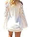 ZANZEA Women's Beach Off Shoulder Long Sleeve Lace Crochet Blouse Shirt Top White 12