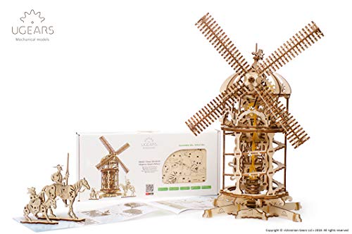 Ugears 3D Puzzles for Adults Tower Windmill Mechanical Models Wooden Puzzle Brain Teaser Construction Craft Kits for Adults DIY Puzzle Learning Toys for Kids Eco Friendly Woodcraft Building Set