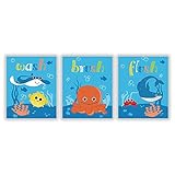 HLNIUC Lovely Ocean Animal Art Print,Ocean World，Set of 3(8