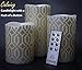Levavly Flameless Candles Set of 3 - Real Wax LED Candles with Remote Control, Timer & Batteries Included- Flickering Votive Pillar Candles, Special Design 4